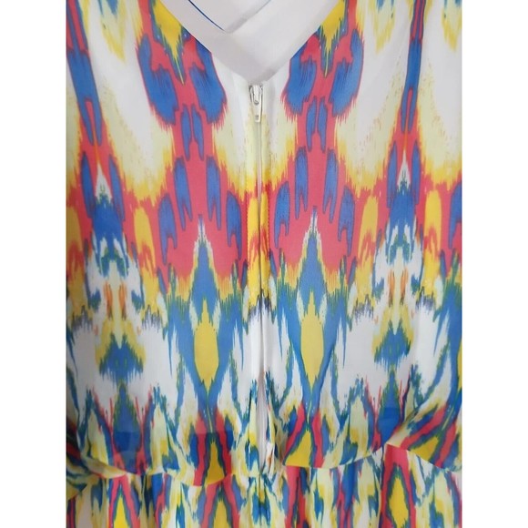 Bisou Bisou Dress Womens Size 4 Chiffon Cold Shoulder Multicolor Lined - Picture 9 of 15